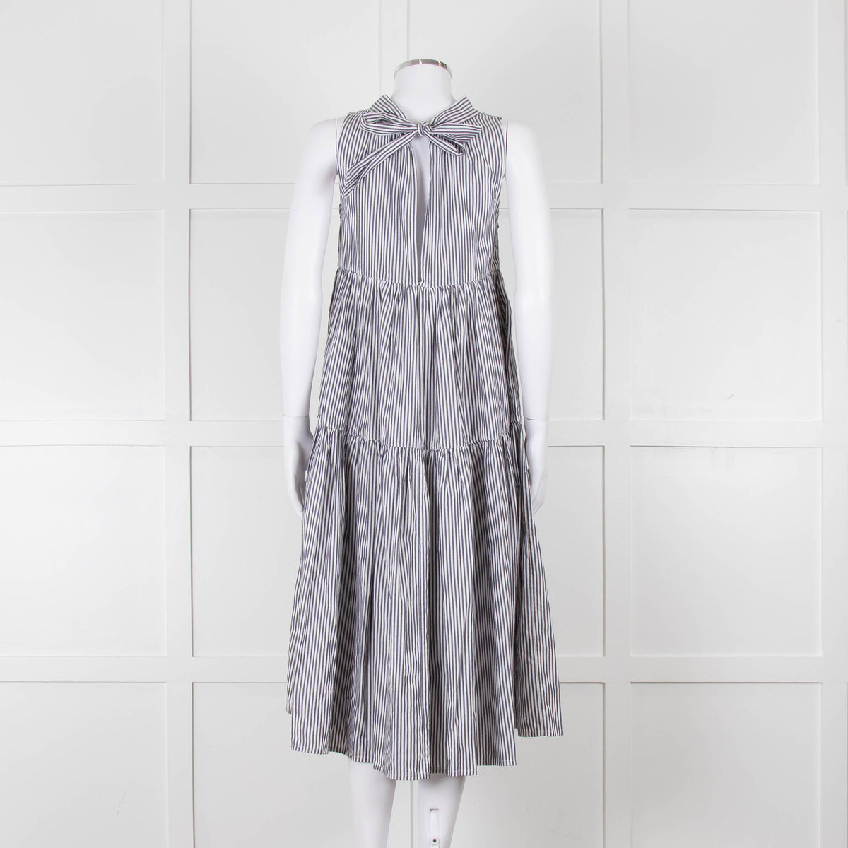 Asceno Striped Cotton Tiered Summer Dress