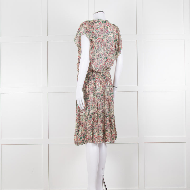 Vanessa Bruno Cream Green Red Floral Sleeveless Dress