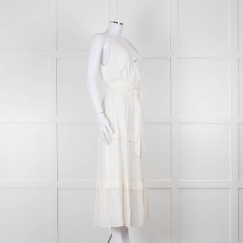 Paige Cream Sleeveless Tiered Frill Dress With Belt