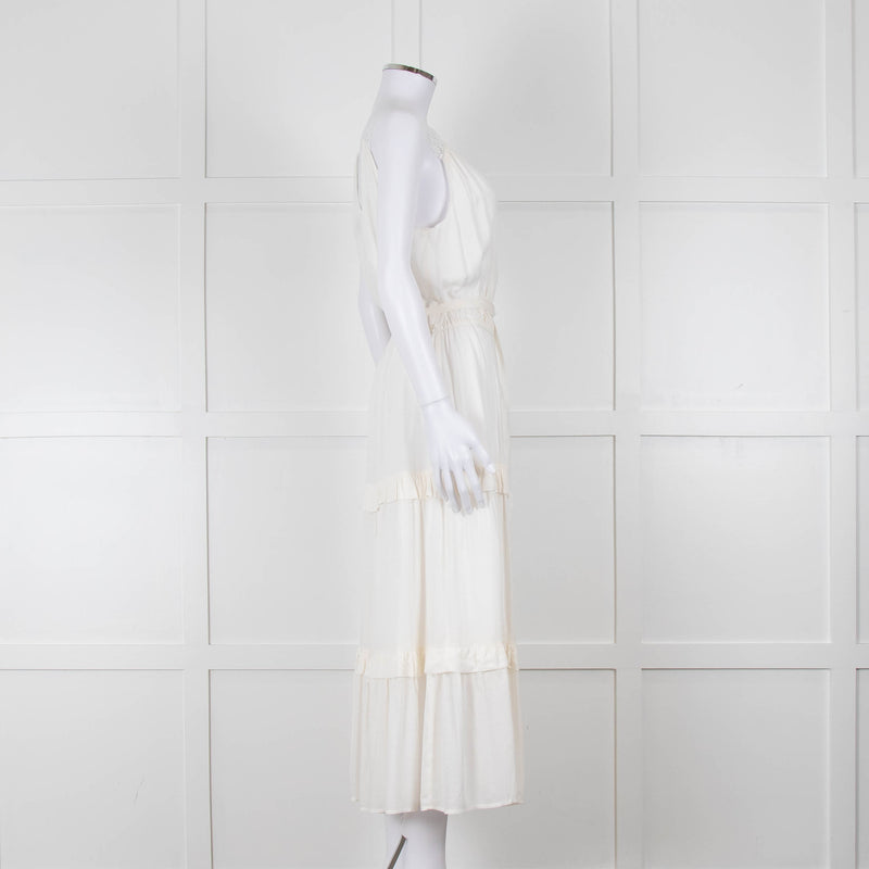 Paige Cream Sleeveless Tiered Frill Dress With Belt