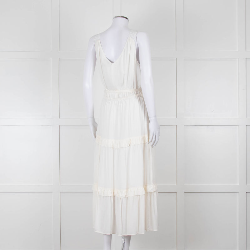 Paige Cream Sleeveless Tiered Frill Dress With Belt