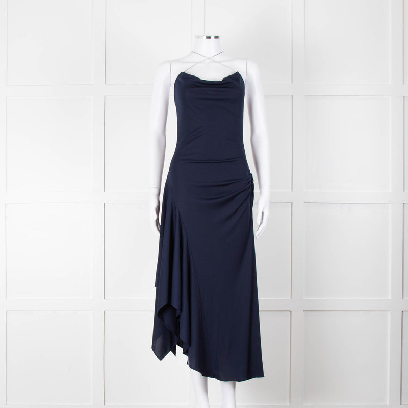 Philip Lim Navy Jersey Dress with Snake Chain Straps