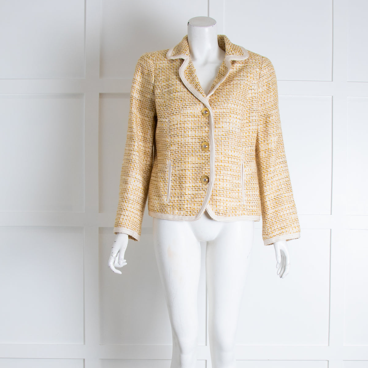 Tory Burch Beige Mustard Tweed Blazer Jacket