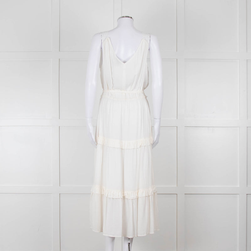 Paige Cream Sleeveless Tiered Frill Dress With Belt