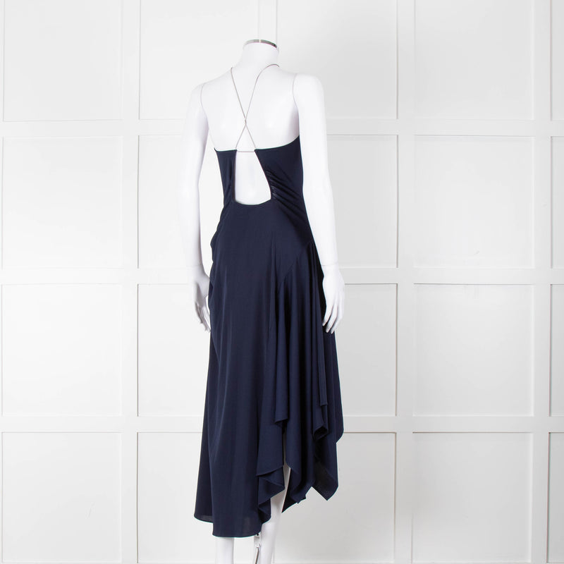 Philip Lim Navy Jersey Dress with Snake Chain Straps