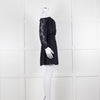 Rebecca Taylor Navy Blue Embroidered Wide Neck Mini Dress