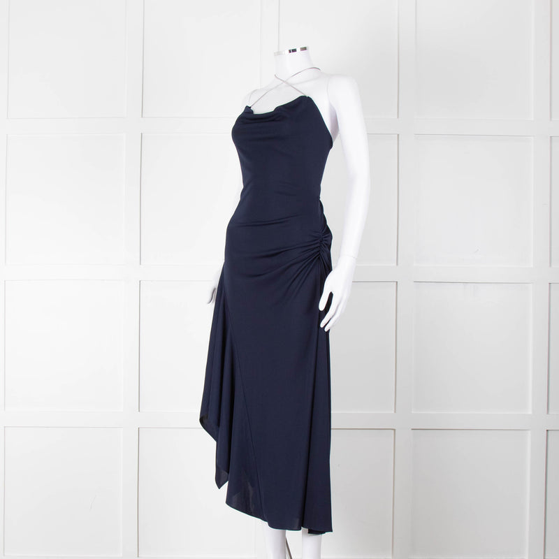 Philip Lim Navy Jersey Dress with Snake Chain Straps