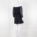 Rebecca Taylor Navy Blue Embroidered Wide Neck Mini Dress