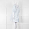 Ganni Pale Blue Cotton Embroidered Puff Sleeve Short Dress