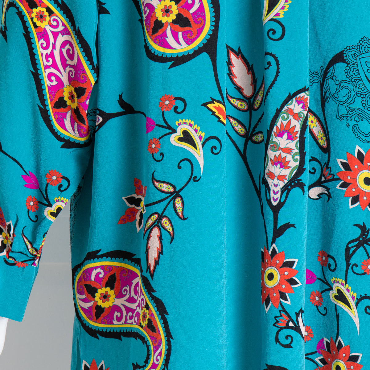 Etro Blue Pink Paisley Silk Shirt
