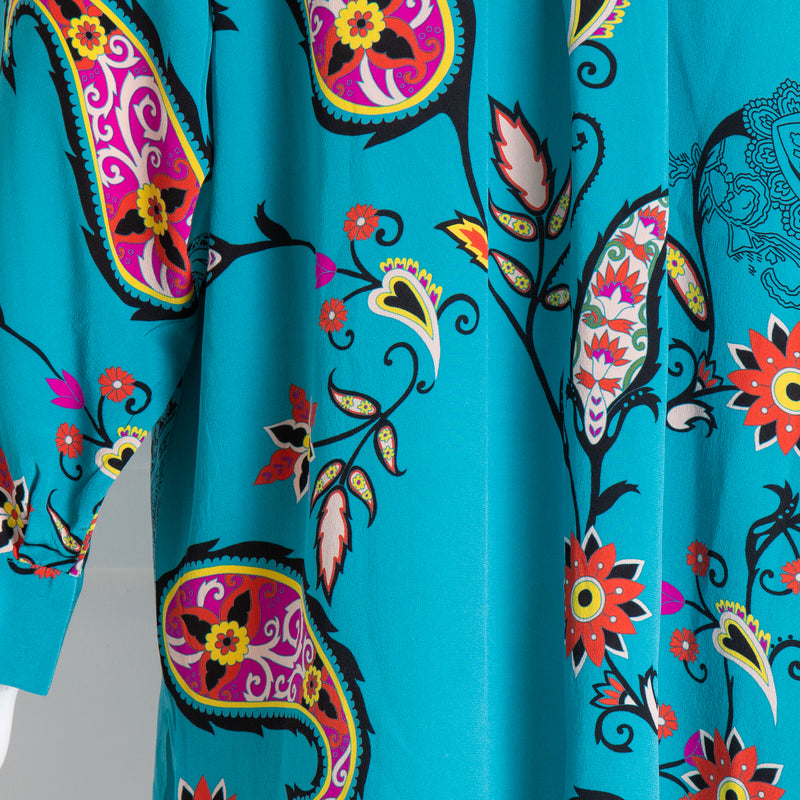 Etro Blue Pink Paisley Silk Shirt