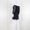 Rebecca Taylor Navy Blue Embroidered Wide Neck Mini Dress