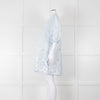 Ganni Pale Blue Cotton Embroidered Puff Sleeve Short Dress