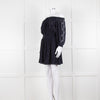 Rebecca Taylor Navy Blue Embroidered Wide Neck Mini Dress