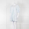 Ganni Pale Blue Cotton Embroidered Puff Sleeve Short Dress