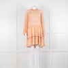3.1 Philip Lim Peach Silk Lace Detail Tiered Short Dress With Slip
