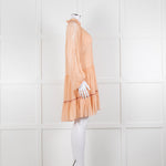3.1 Philip Lim Peach Silk Lace Detail Tiered Short Dress With Slip
