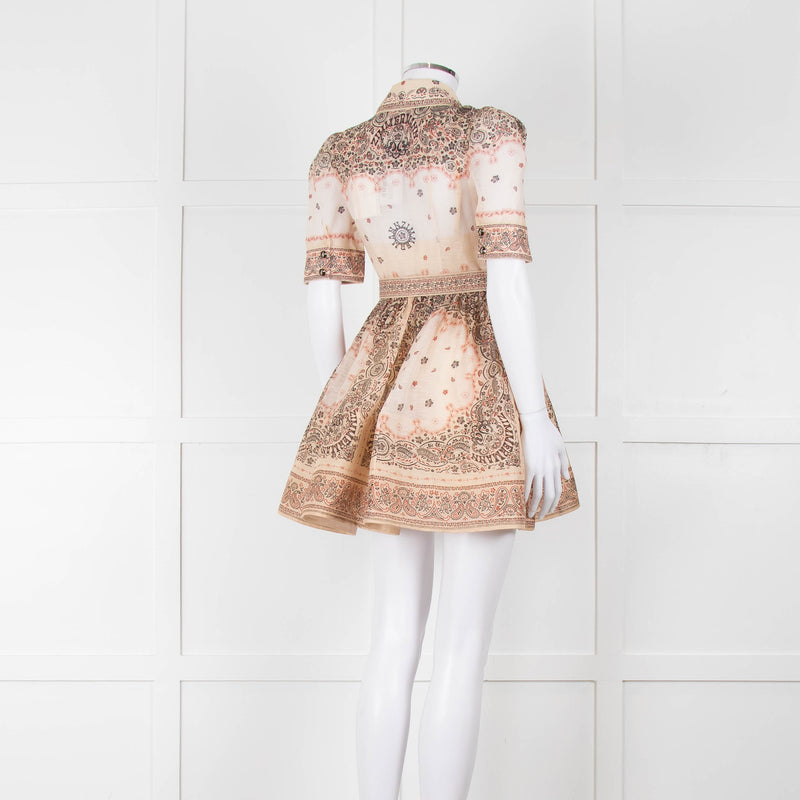 Zimmermann Beige Paisley Matchmaker Mini Shirt Dress