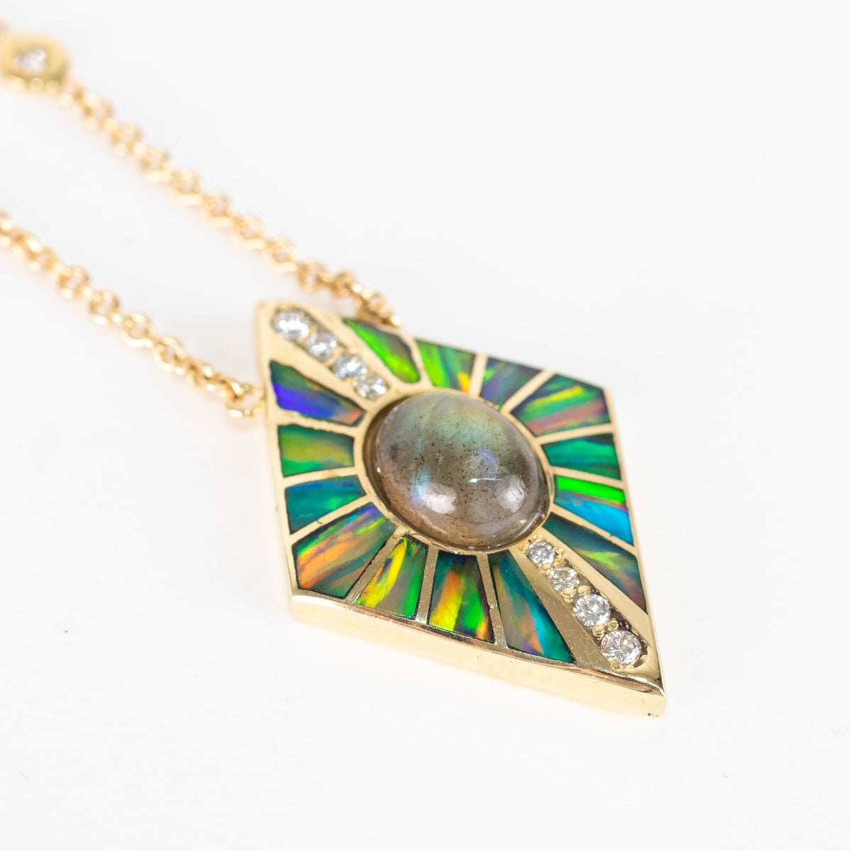 Jacquie Aiche Opal, Diamond and 14kt Gold Necklace