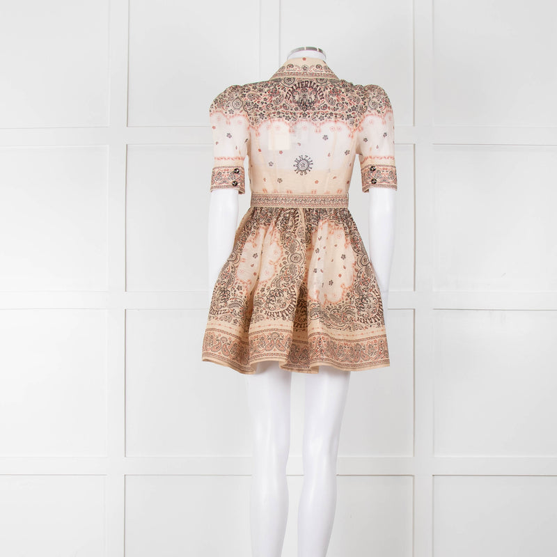 Zimmermann Beige Paisley Matchmaker Mini Shirt Dress