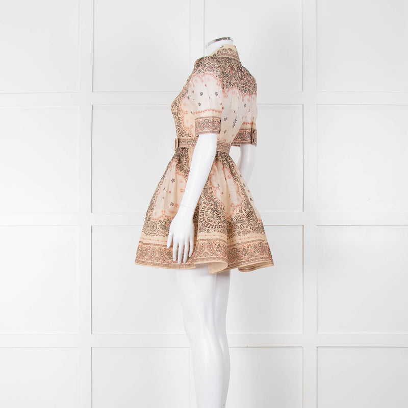 Zimmermann Beige Paisley Matchmaker Mini Shirt Dress