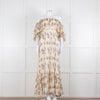 LoveShackFancy Cream Purple Chiffon Off The Shoulder Maxi Dress