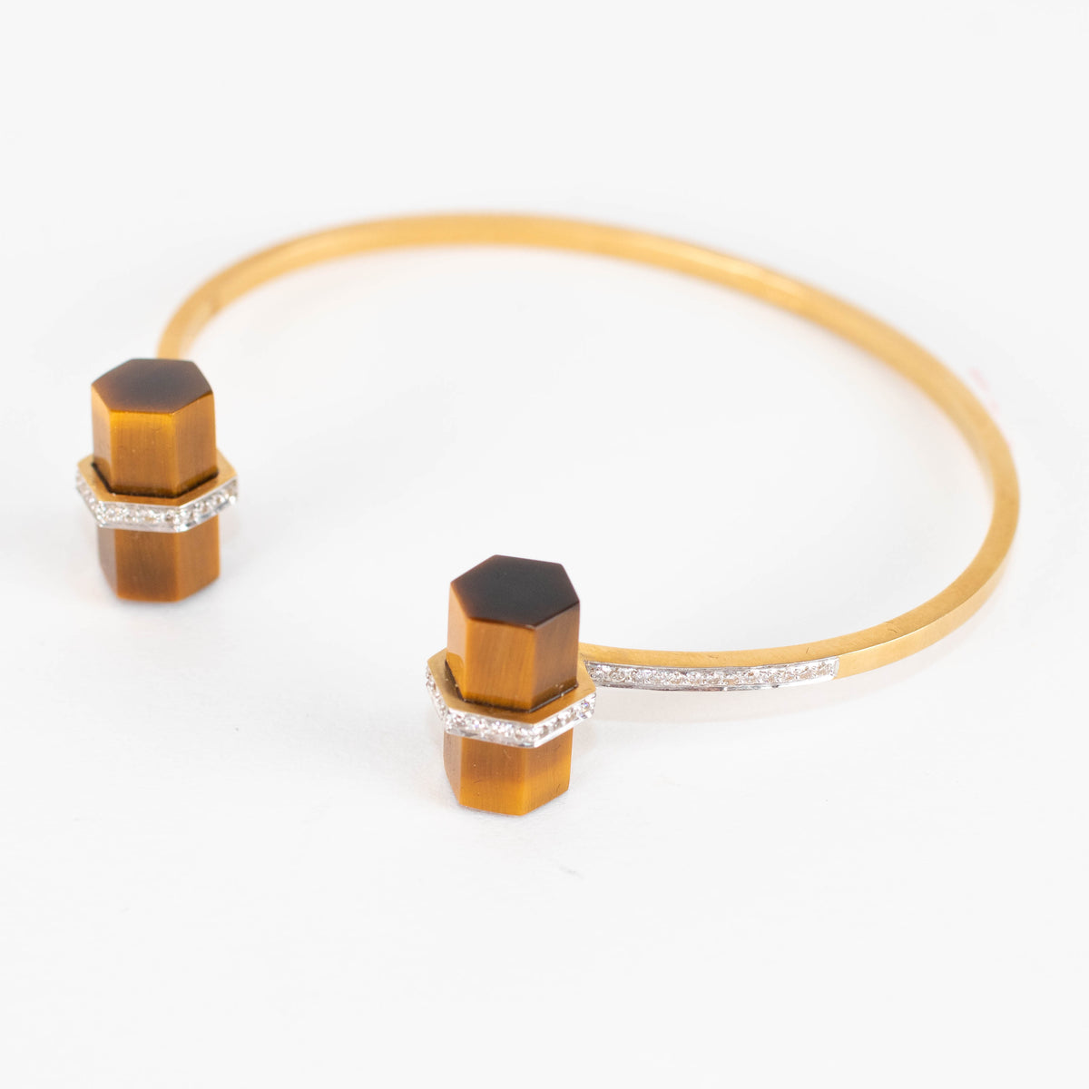 Jade Jagger Tigers Eye Rocktagon Bracelet with Diamonds