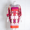 Marella Red Ivory Orange Print  Kimono Sleeve Dress
