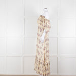 LoveShackFancy Cream Purple Chiffon Off The Shoulder Maxi Dress