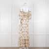 LoveShackFancy Cream Purple Chiffon Off The Shoulder Maxi Dress