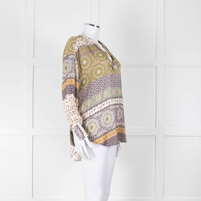 Charlotte Sparre Silk Blouse with Geometric Pattern