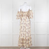 LoveShackFancy Cream Purple Chiffon Off The Shoulder Maxi Dress