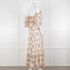 LoveShackFancy Cream Purple Chiffon Off The Shoulder Maxi Dress