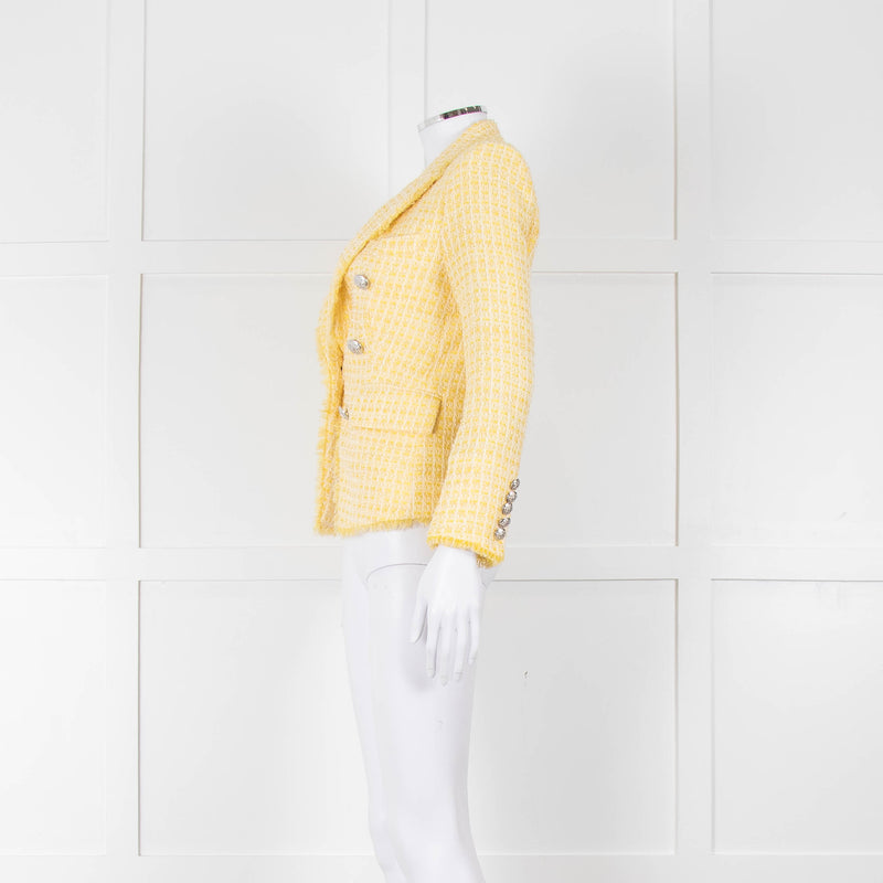 Veronica Beard Yellow White Tweed Blazer Jacket