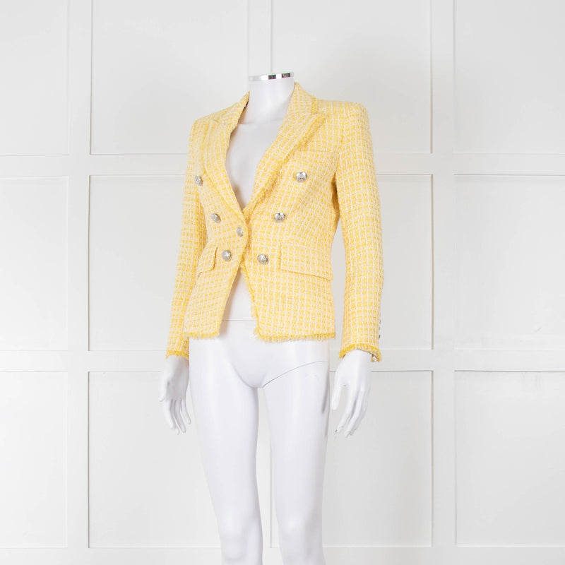 Veronica Beard Yellow White Tweed Blazer Jacket