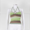 Veronica Beard Green Brown Knit Halter Top