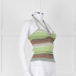 Veronica Beard Green Brown Knit Halter Top