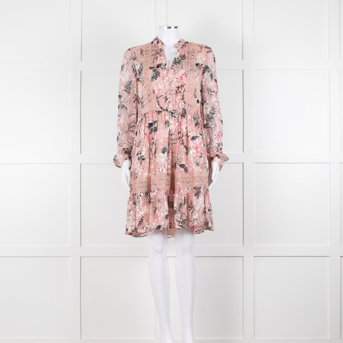 Kate Spade Blush Pink Green Devore Long Sleeve Short Dress
