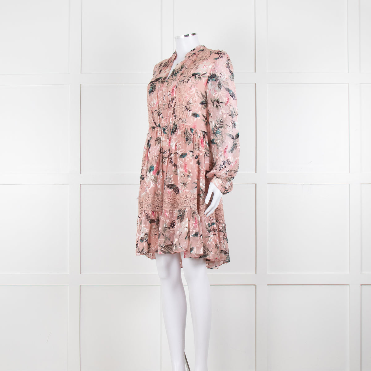 Kate Spade Blush Pink Green Devore Long Sleeve Short Dress