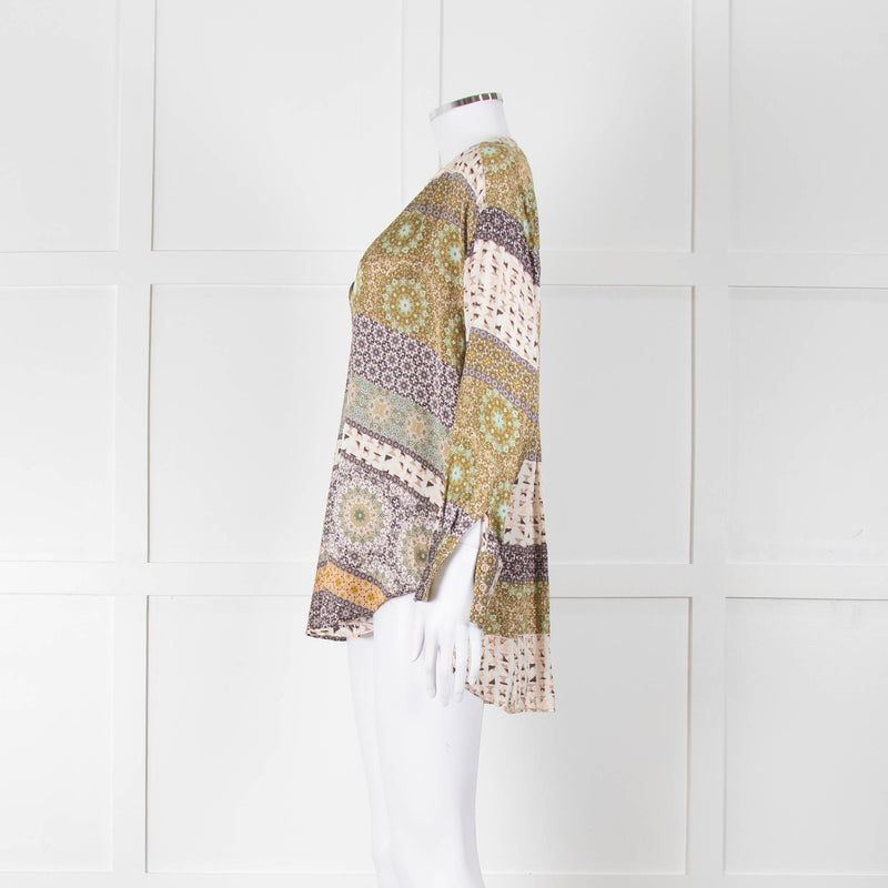 Charlotte Sparre Silk Blouse with Geometric Pattern