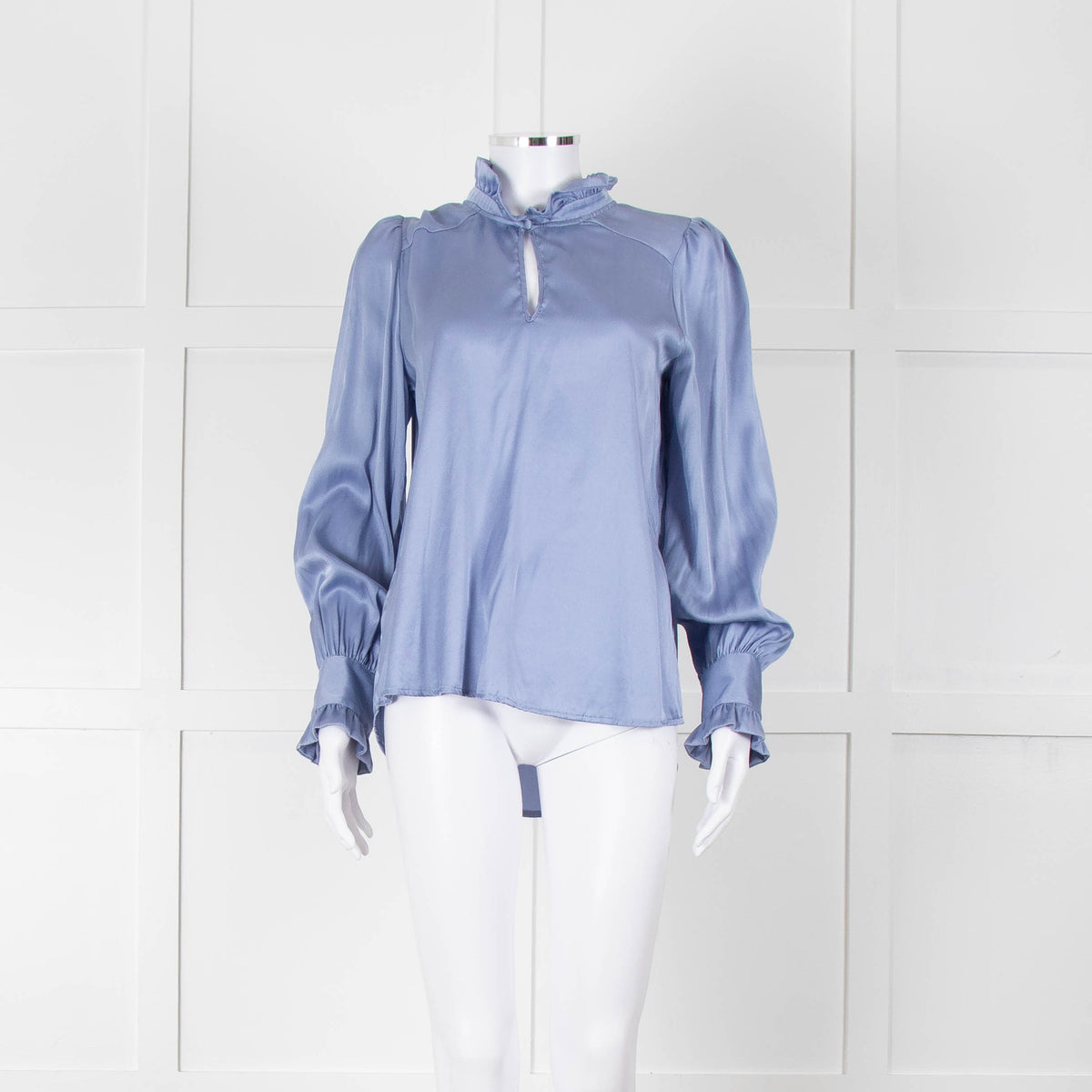 Dea Kudibal Cornflower Blue Ruffled Silk Blouse