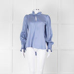 Dea Kudibal Cornflower Blue Ruffled Silk Blouse