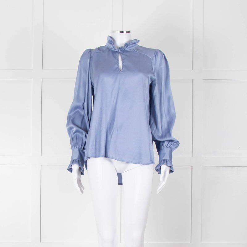 Dea Kudibal Cornflower Blue Ruffled Silk Blouse
