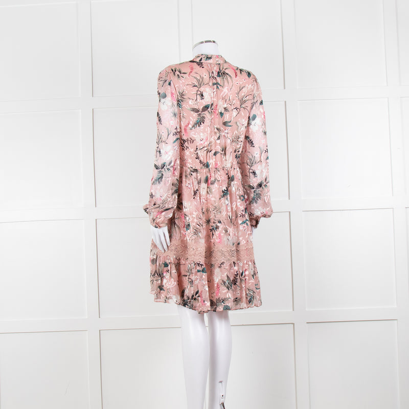 Kate Spade Blush Pink Green Devore Long Sleeve Short Dress