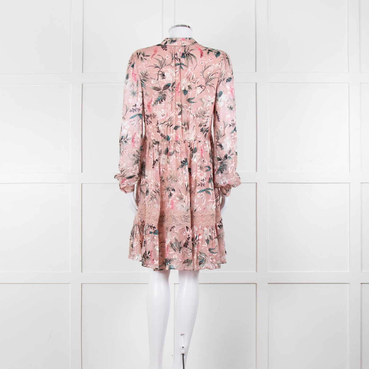 Kate Spade Blush Pink Green Devore Long Sleeve Short Dress