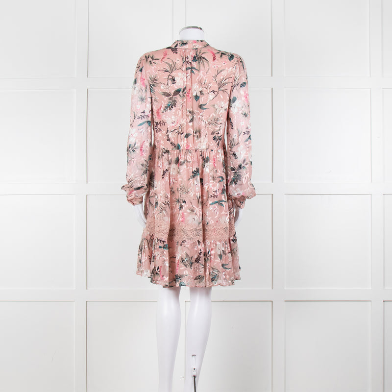 Kate Spade Blush Pink Green Devore Long Sleeve Short Dress