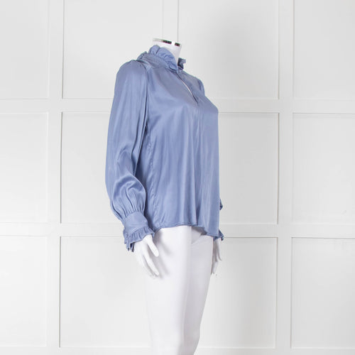 Dea Kudibal Cornflower Blue Ruffled Silk Blouse