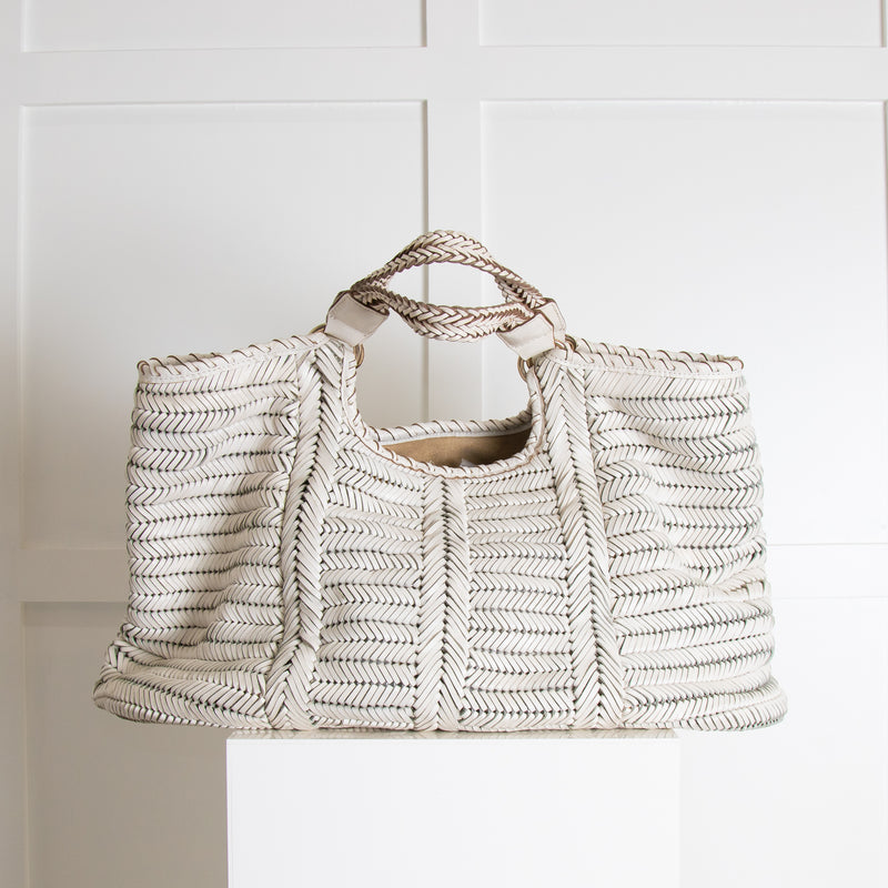 Anya Hindmarch White Woven Tote Bag