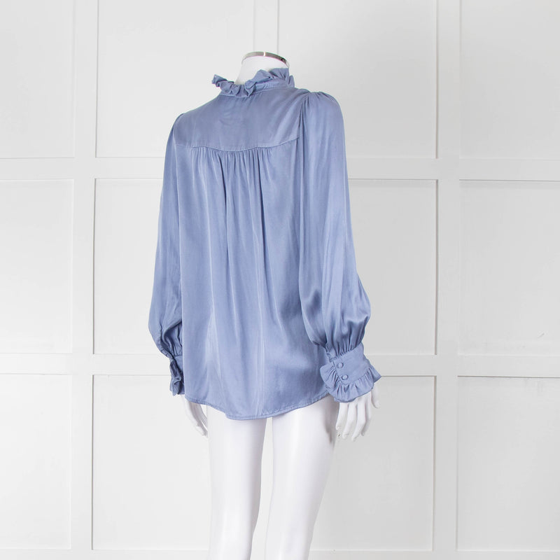 Dea Kudibal Cornflower Blue Ruffled Silk Blouse