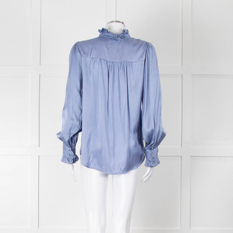 Dea Kudibal Cornflower Blue Ruffled Silk Blouse
